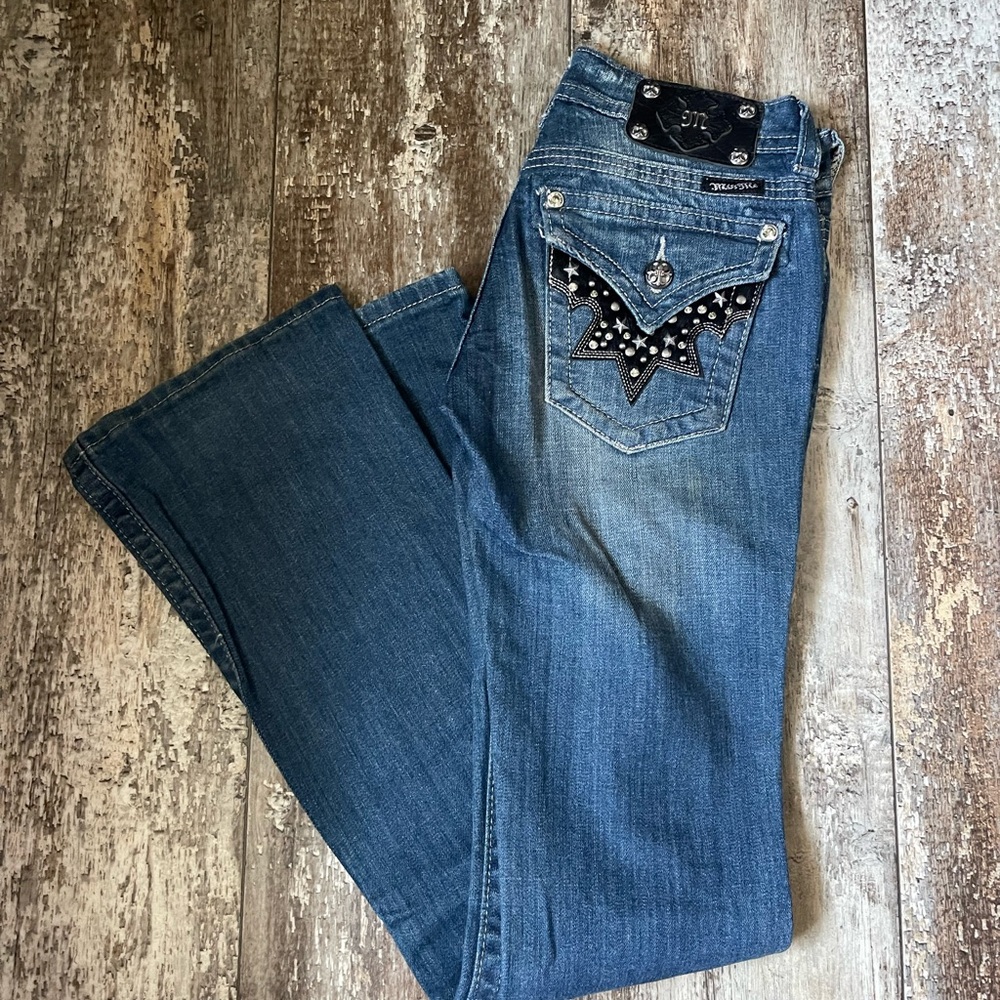 Women's Blue Jeans with Embellished Pockets